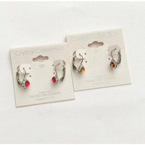 2 x 8mm Topaz and Hyacinth Halo Leverback Earrings